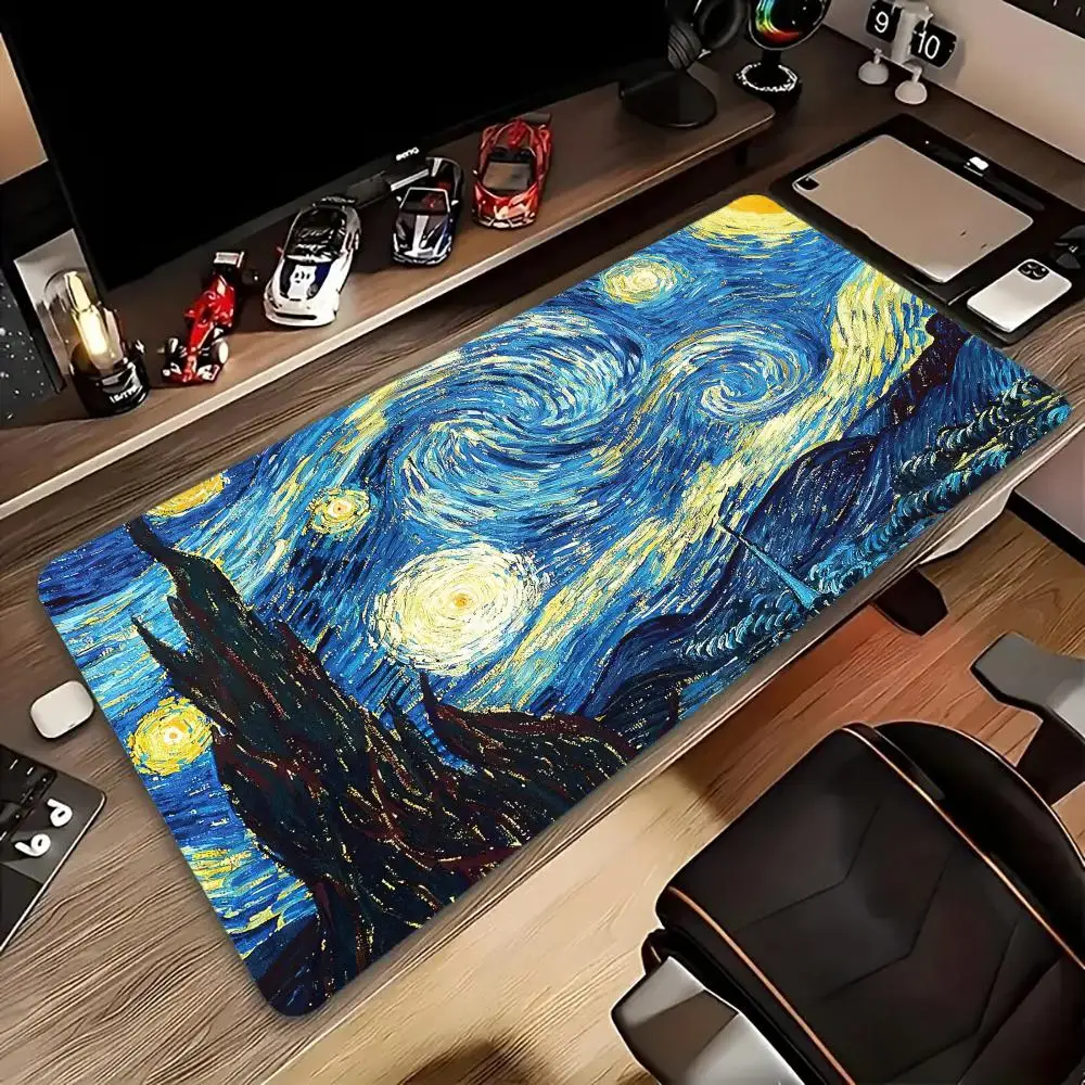 

Van Gogh Mouse Pad Cartoon Non-slip Mat Large Game Cabinet Keyboard Deskmat Design Gaming Accessories Computer Mousepad 100x50cm