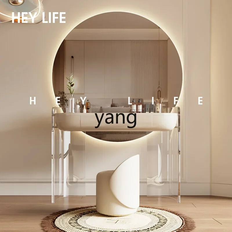 

yjq dresser bedroom modern minimalist high sense cream wind Internet celebrity big round mirror