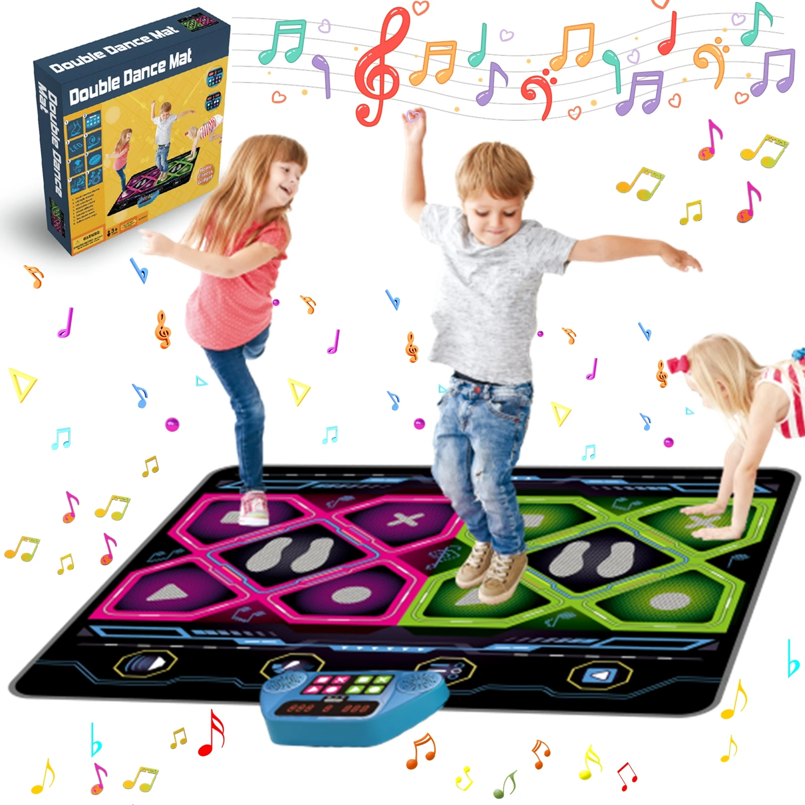 RUNJIAER 2-Player Kids Dance Mat Ages 3-12, Electronic Dance Pad for Girls & Boys, Perfect Family Dance Toy Gift for Birthday