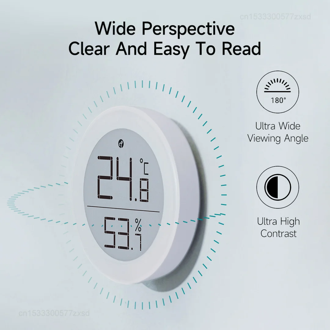 Qingping termometer tinta dalam ruangan, Sensor Kelembaban Suhu versi T/BLE presisi tinggi bekerja dengan Apple HomeKit