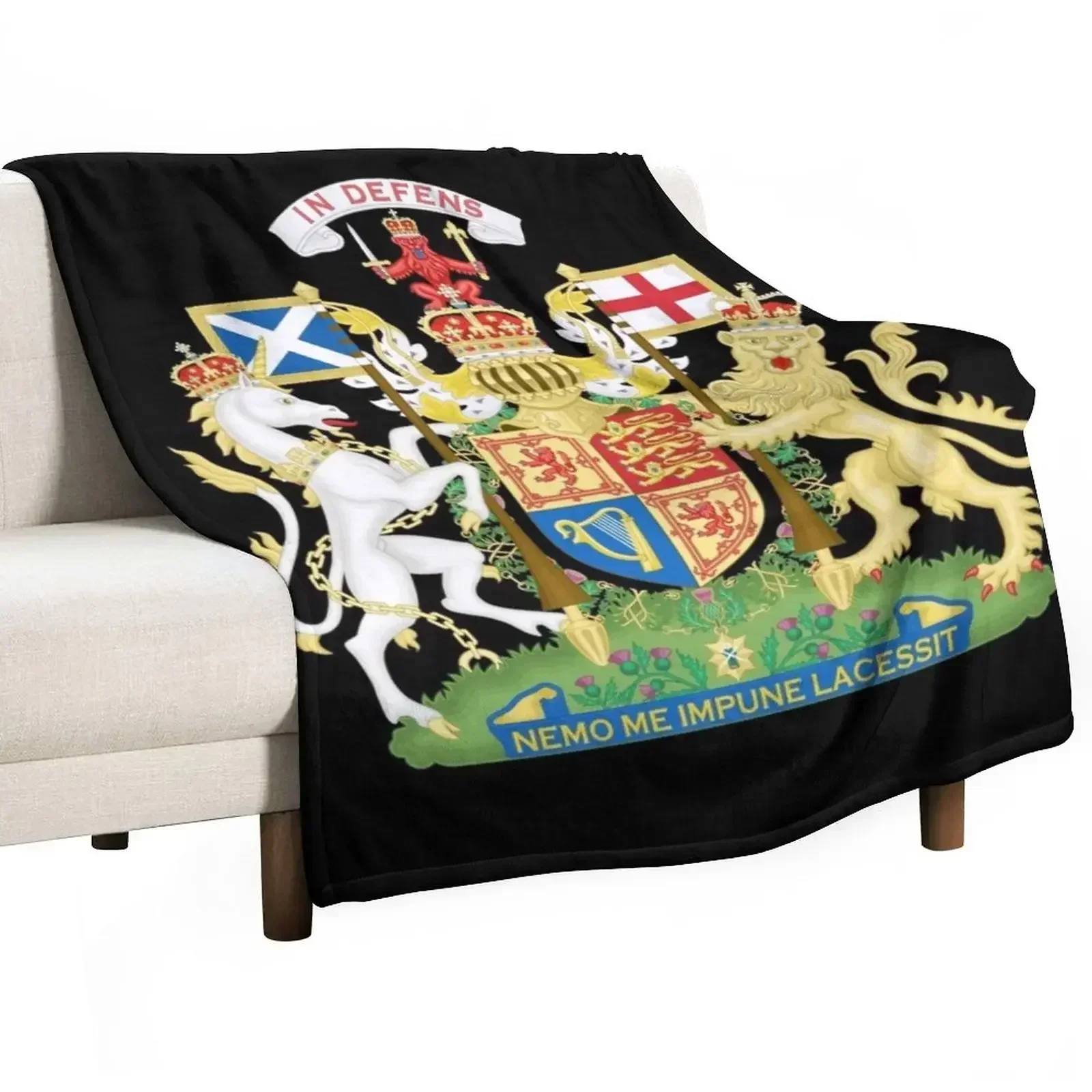 Royal Coat of Arms of the United Kingdom (Scotland) Throw Blanket Flannel Fabric Winter beds Designers Hairy Blankets