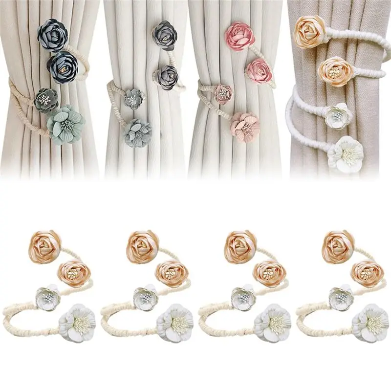 A36T-Flower Curtain Tie Curtain Buckle Versatile Living Room Punch-Free Tie Rope Suitable For A Variety Of Styles