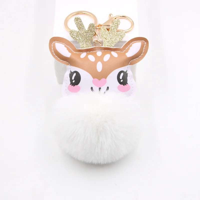 Cute Cartoon Colorful Animal Elk Keychain Fashionable and Personalized Backpack Decoration Plush KeyChains Xmas Gifts 1pcs