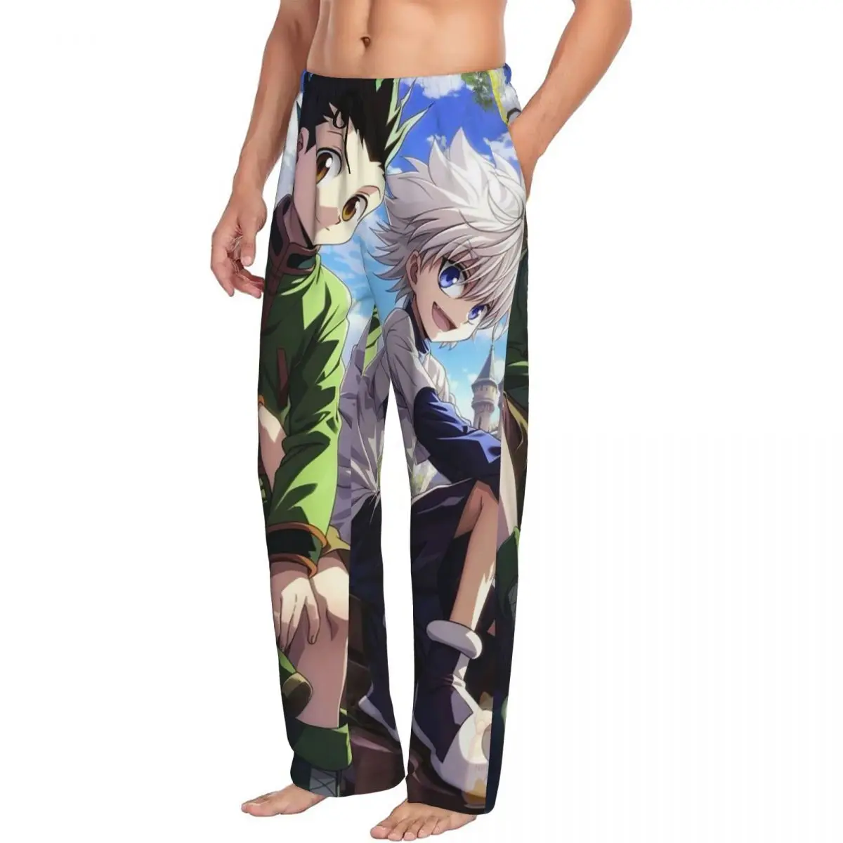 Custom Cartoon Anime Hunter X Hunter Pajama Pants Men Sleepwear Sleep Lounge Bottoms with Pockets