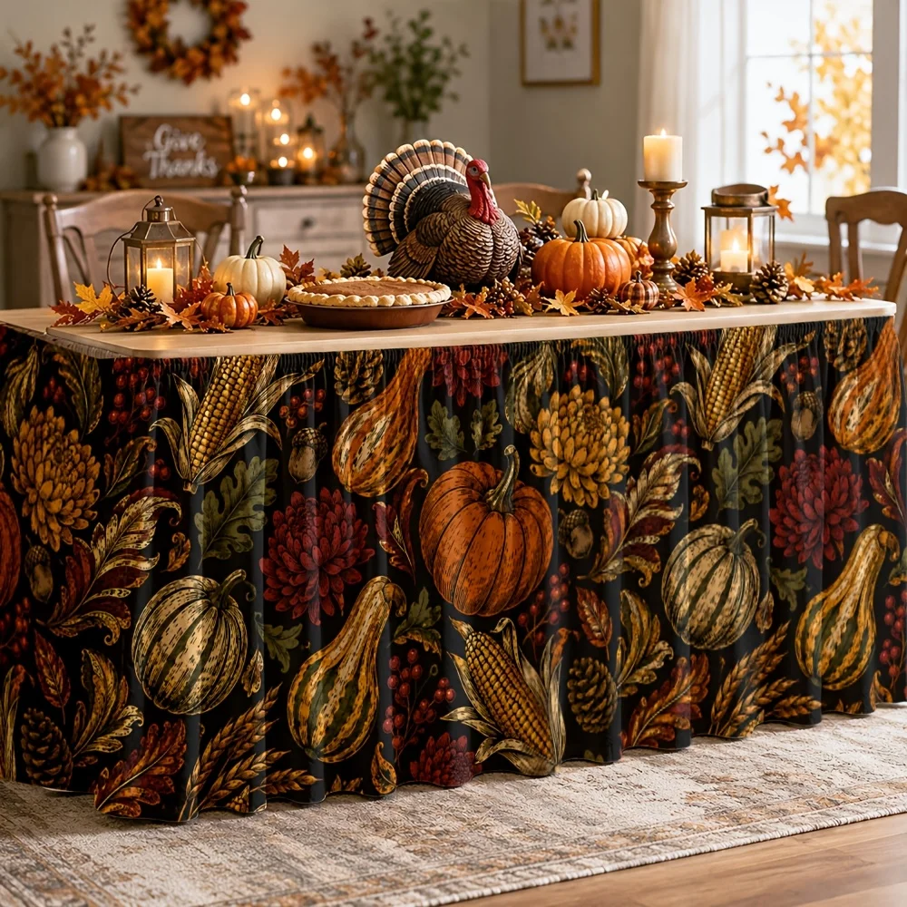 Tablecloth depicting autumn harvest, realistic still life, Harvest Festival, Thanksgiving Day, Autumnxzj