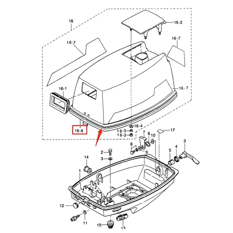 3F3-67501 Rubber Seal Accessories For Tohatsu 2T Outboard Motor Parts 6 8 9.8HP Top Cowling UV Anti-Aging Motor Cover Upper