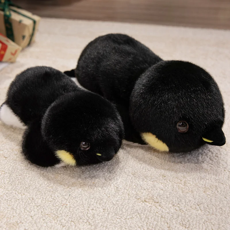 Cute Fluffy Lying Plush Toy Simulation Penguin Plush Toy Real Life Animal Marine Life Doll Home Decoration Kids Birthday Gifts