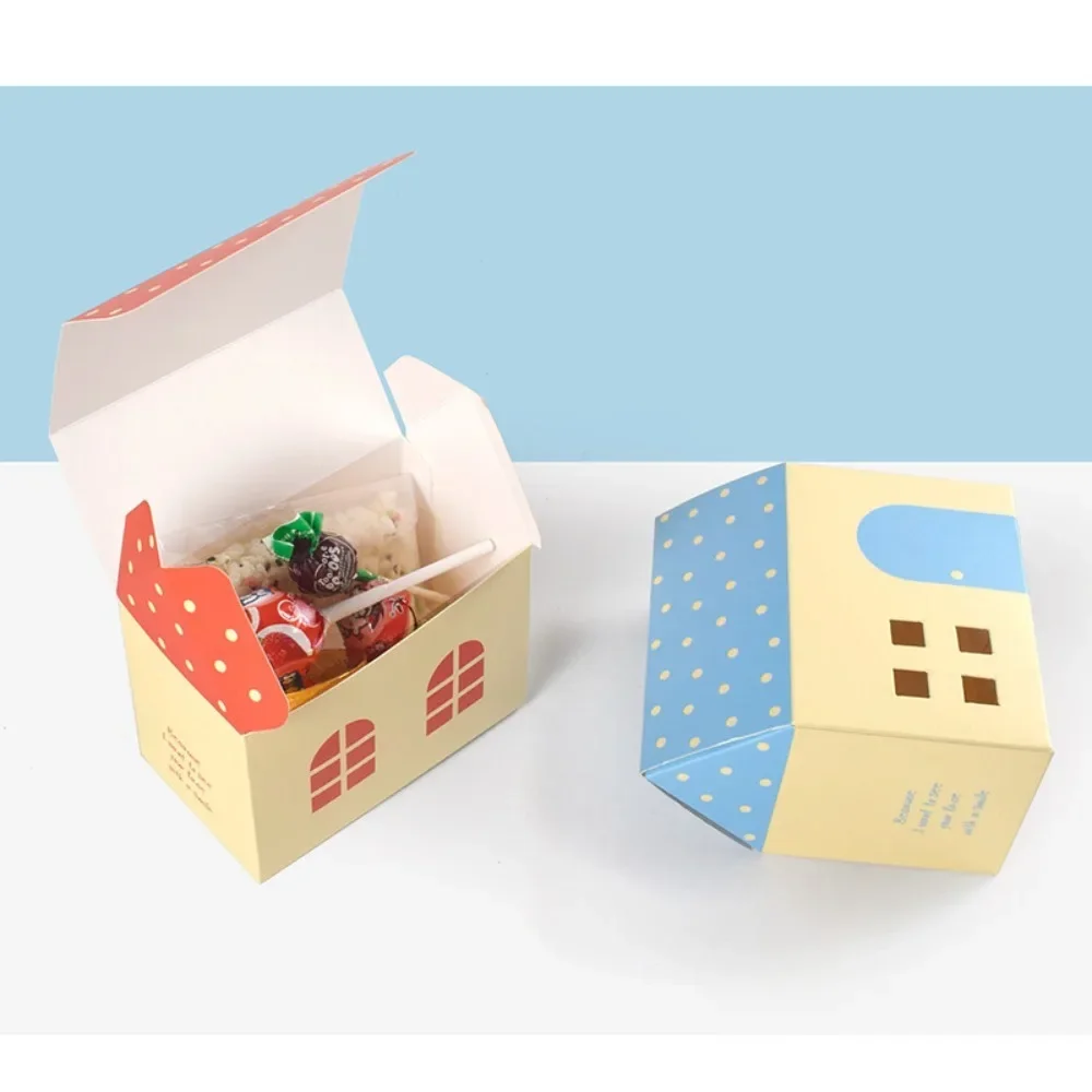 10pcs Color Castle Candy Box Simple Cartoon Candy Biscuit Packaging Paper Box Children\'s Festival Birthday Party Kids Gift Box