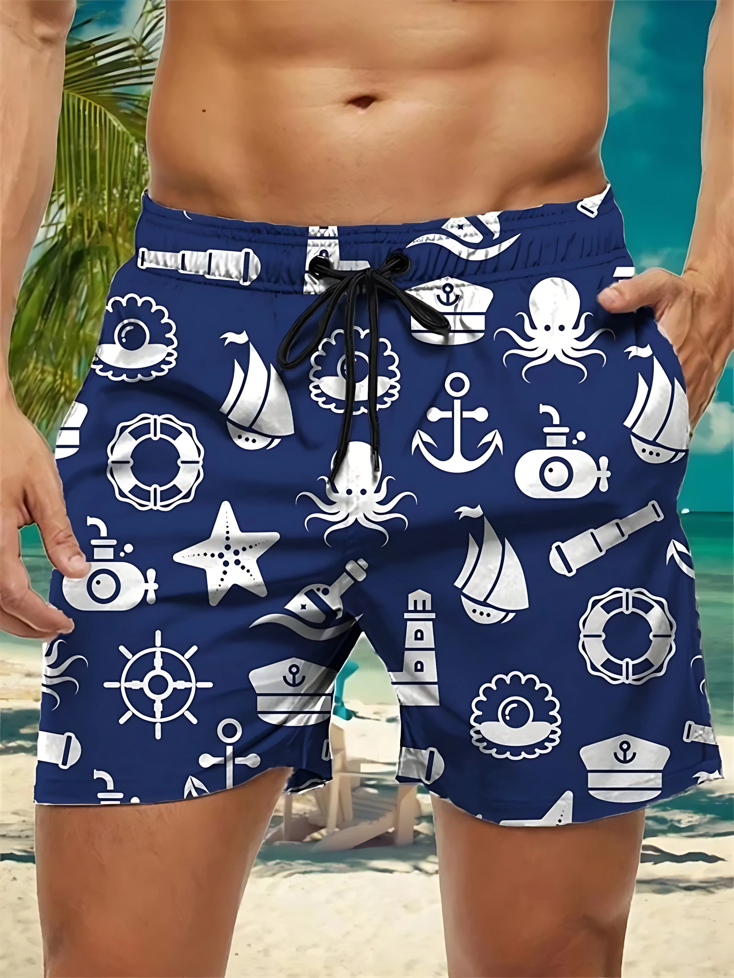 2026 Summer Men's Short Pants with 3D Print Breathable Lightweight Sweat-Resistant Casual and Fashionable Outdoor Men's Pants