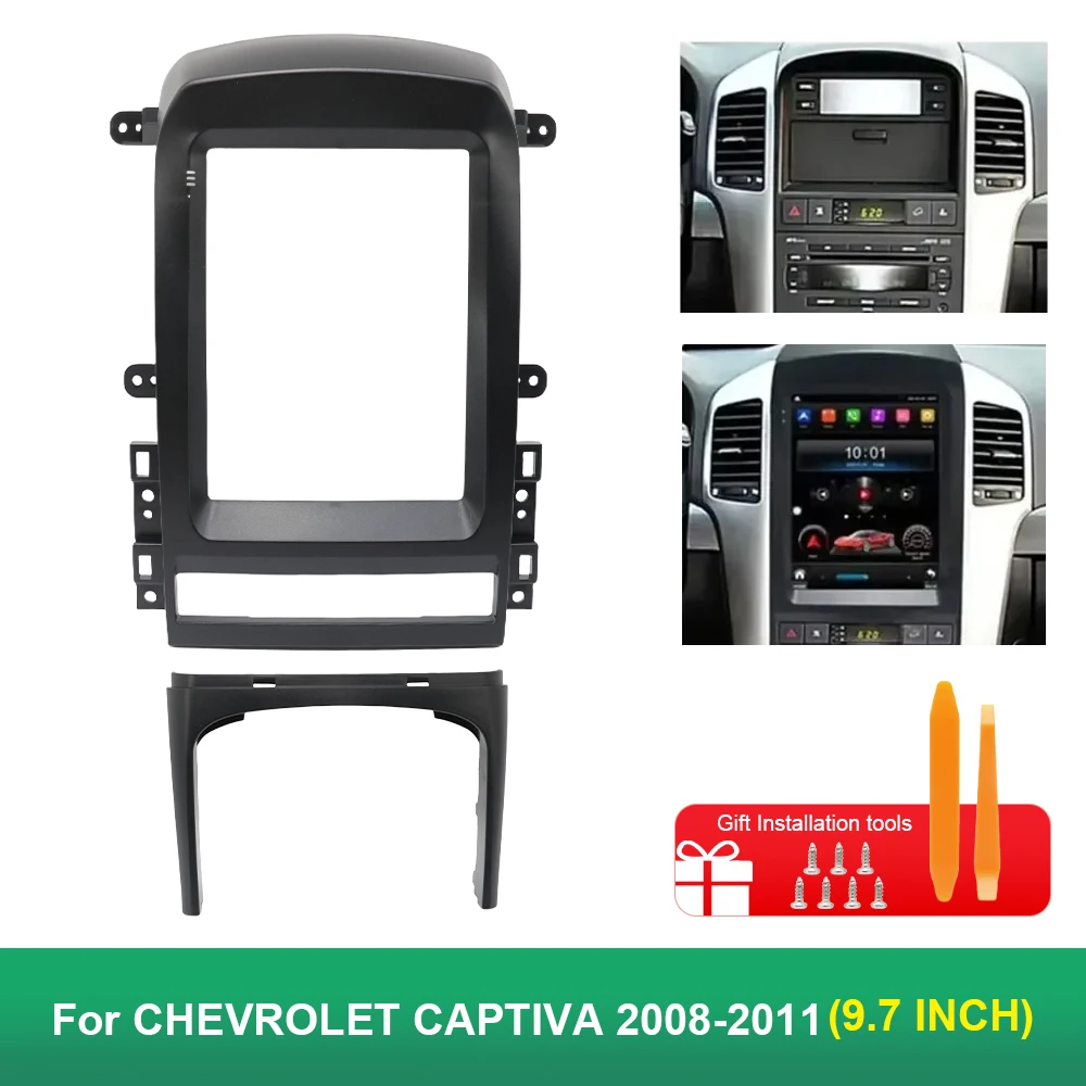 9.7 Inch 2 Din Car Radio Fascias For CHEVROLET CAPTIVA 2008-2011 Tesla Style Multimedia Frame Video Player DVD Panel Trim