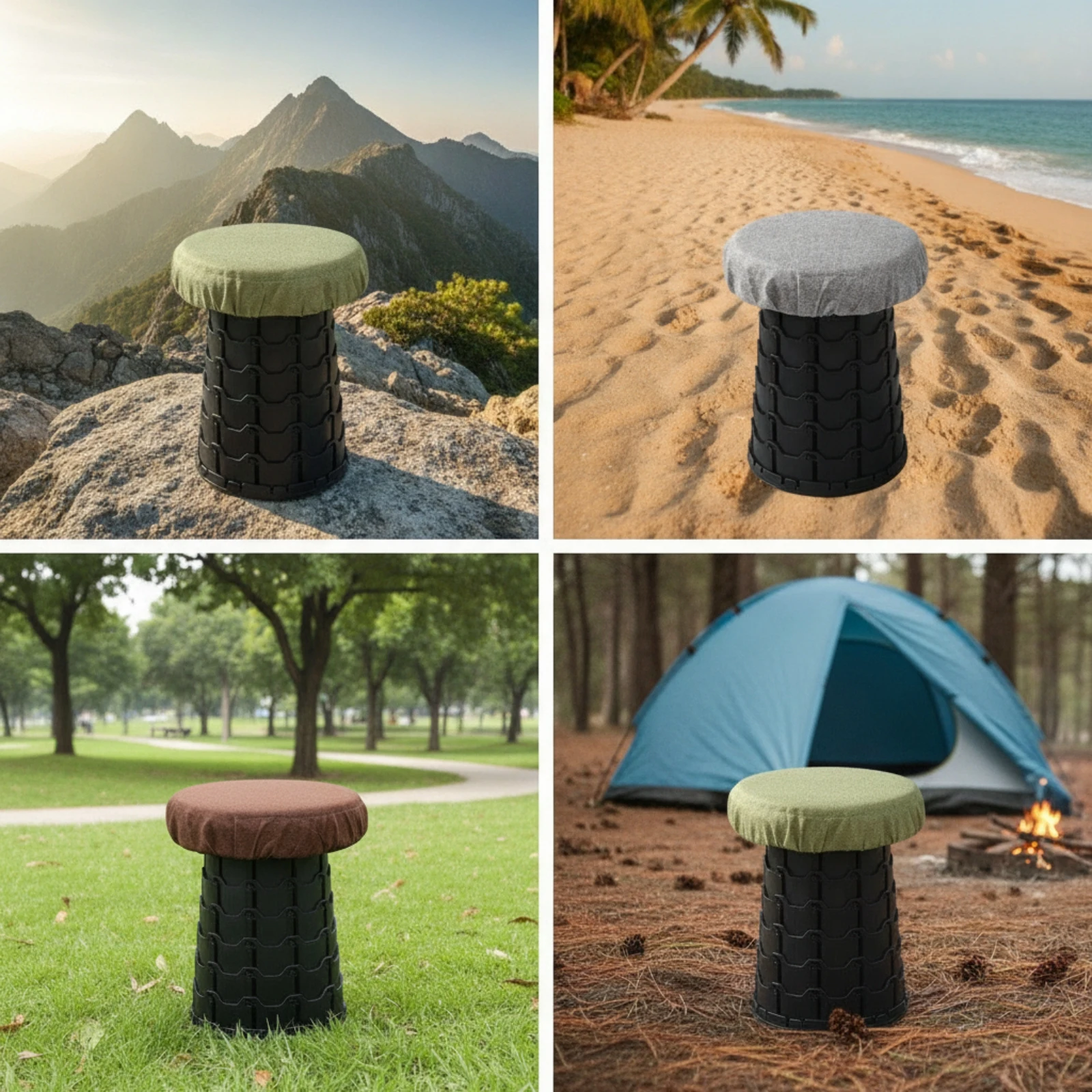 Linen Textured Seat Cover Round Stool Cushion Elastic Skirt Slipcover for Outdoor Events Home Decor