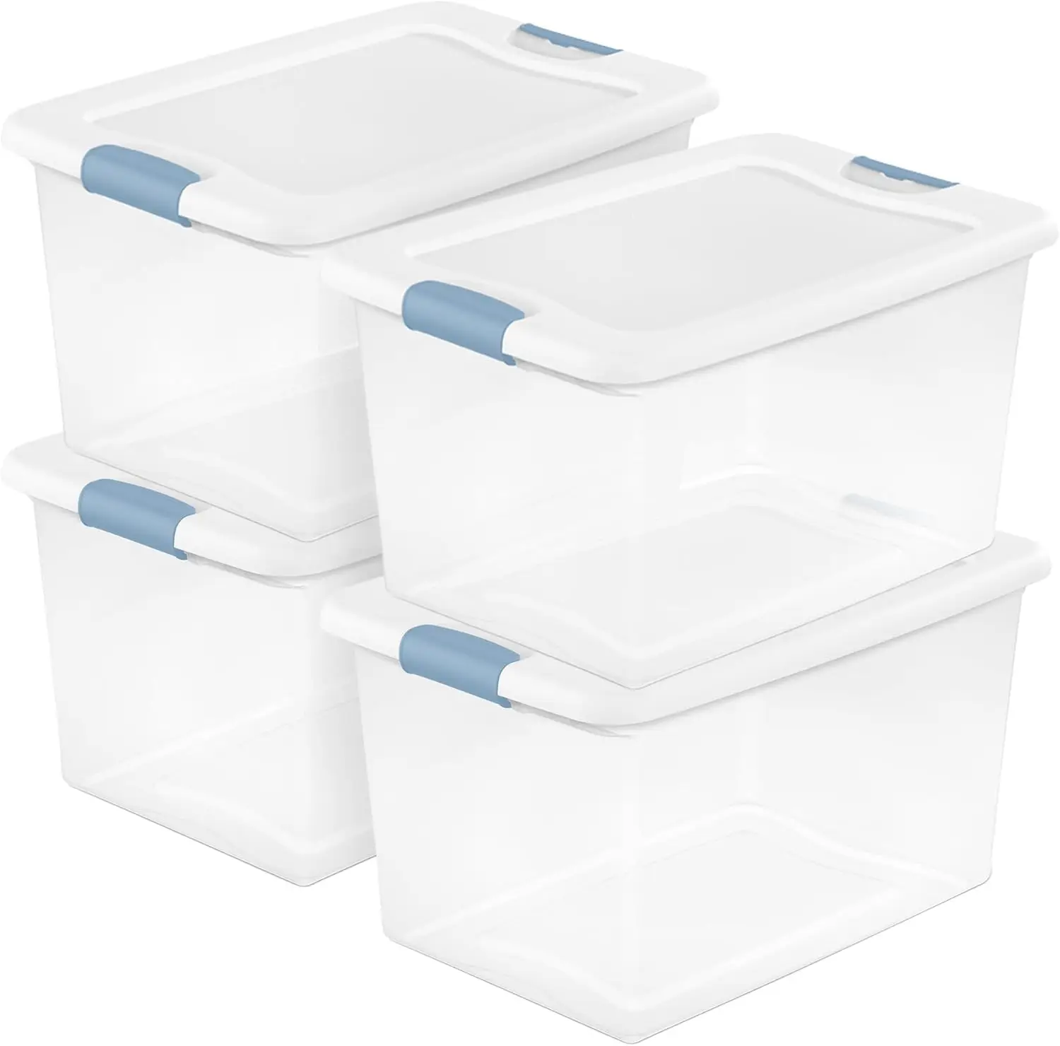 

Clear Plastic Storage Box 4-Pack with Latching Lids, Large Stackable Organizer Bins for Home Closet Bedroom