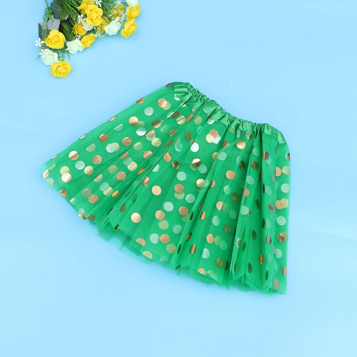 

Sparkly Gold Foil Sequin Tutu Skirt For Girls Layered Tulle Party Dance Skirt Holiday Performance Wear Green