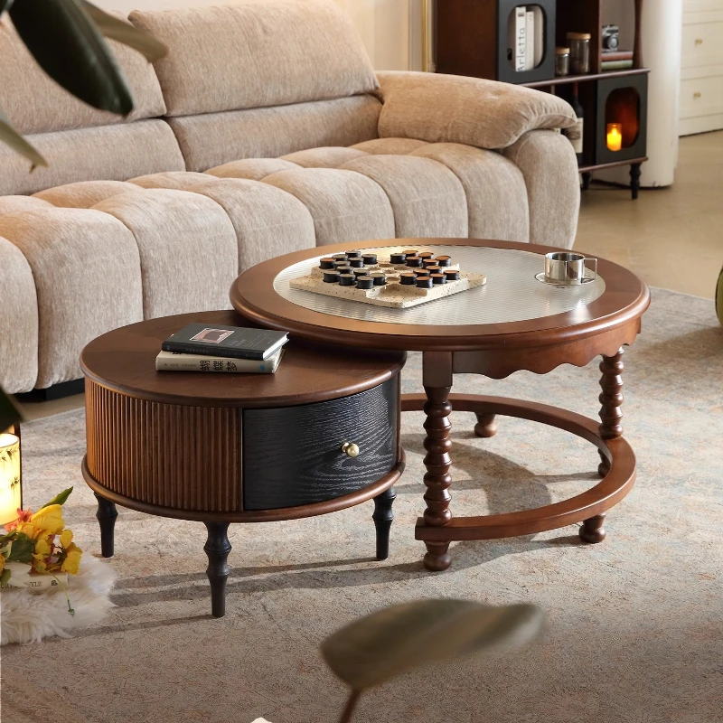 

Industrial Kitchen Side Table Organizer Wood Storage Drawers Coffee Table Space Saving Unique Kaffee Tische Patio Furniture