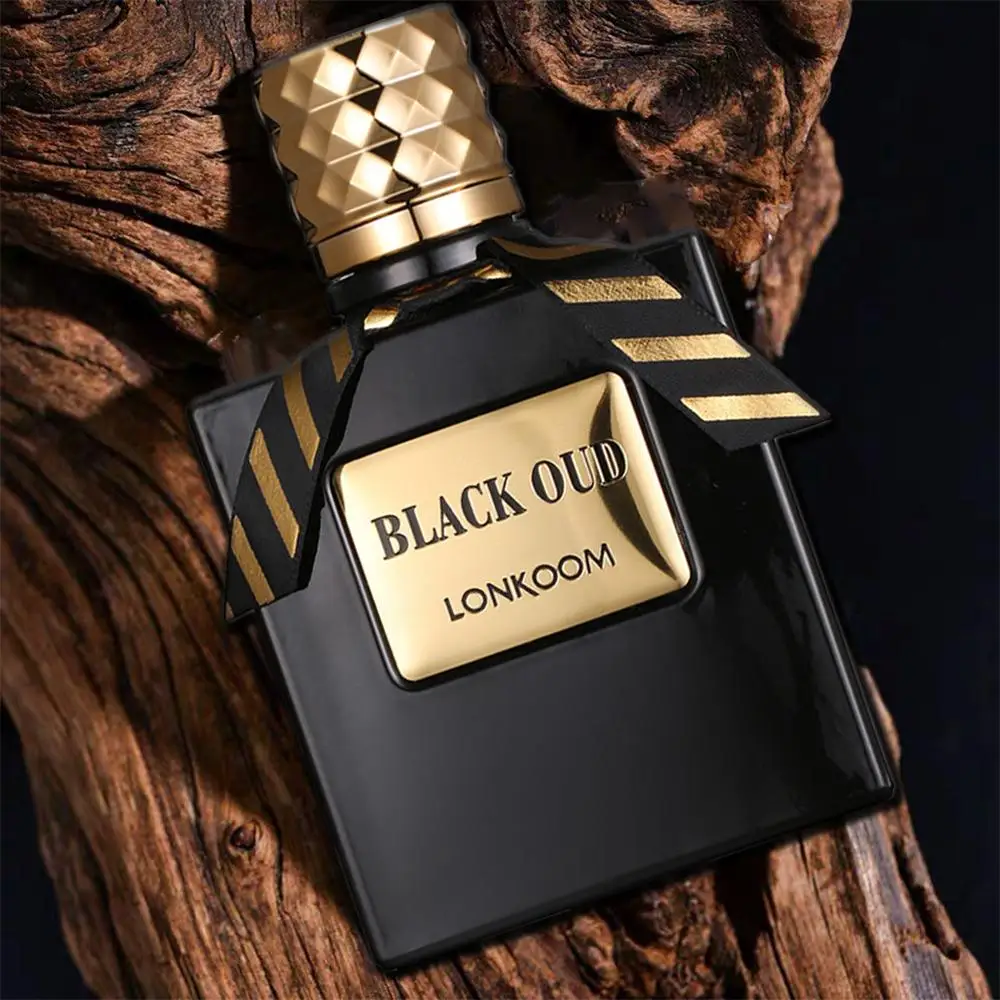 Lonkoom-fragancia aromática de lavanda Floral fresca para hombre, Perfume de larga duración, EDT negro OUD, 100ml