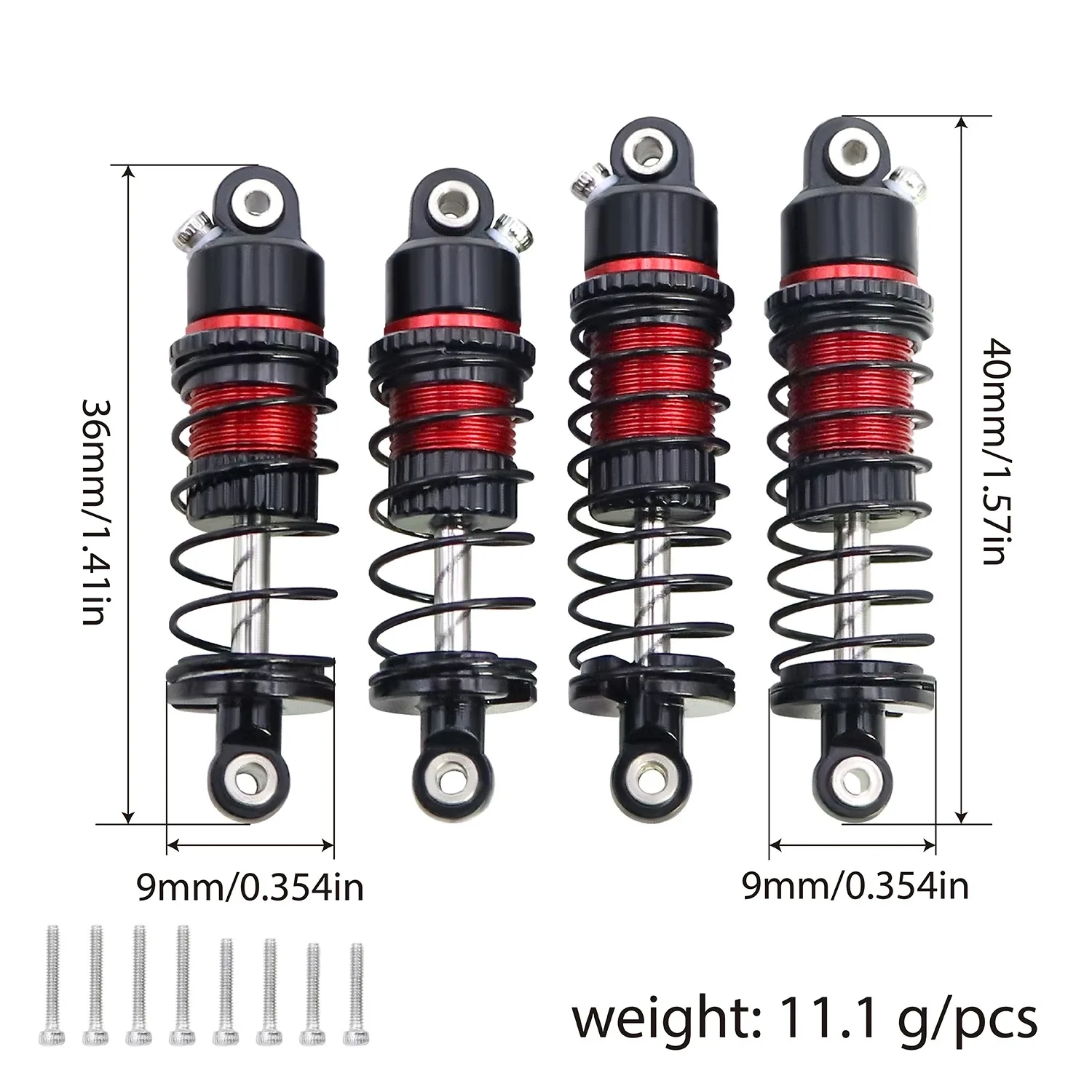LOSI 1/24 Micro-B 2WD 버기 WLtoys 244016 RC 자동차 업그레이드 부품용 금속 전면 및 후면 충격 흡수 장치