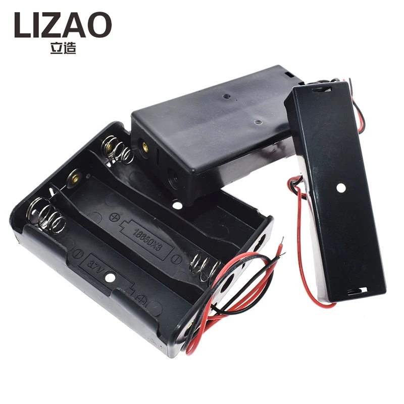 LIZAO 18650 Battery Holder Box, 1/2/3/4 Slot Plastic Storage Case With Lead Wire Pin For Rechargeable Battery DIY Power