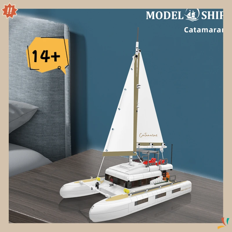 

Mould King 10217 Catamaran Building Blocks Sailing Boat Model Desktop Ornaments Kids Assembly Toys Sailboat Creative Gift 890pcs