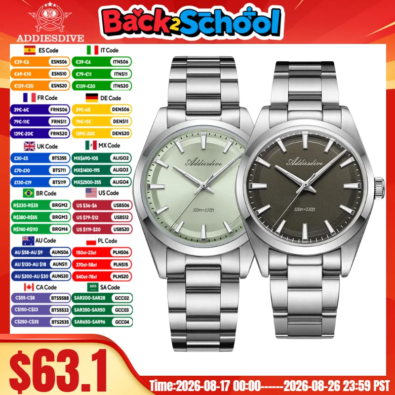 Stainless Bracelet Diver - ADDIESDIVE Hot Sale Men Dress Watch