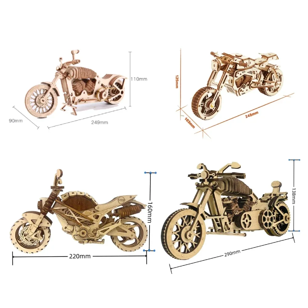 Puzzle meccanici per moto in legno 3d Kit di blocchi di costruzione facili da montare per adolescenti Adulti Collezione Cyberpunk fai da te Modelli regalo