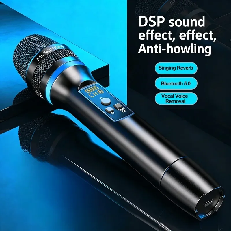 2026 Bluetooth Wireless Microphone DSP Anti-Whistling Reverb Handheld for KTV