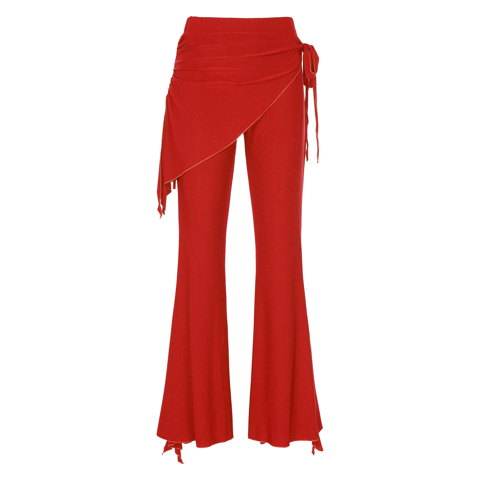 Pantalon de brevdu Ventre Évasé et Fendu pour Femme, Costume de Carnaval d'Halloween, Solide, à Lacets