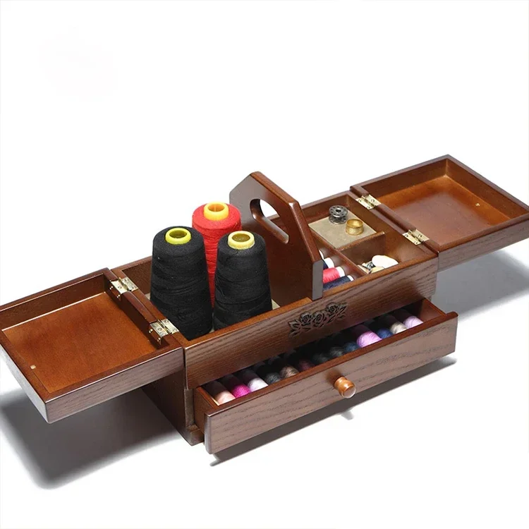 Nordic Portable Wooden Cosmetic Jewelry Display Case With Drawers For Earrings, Necklaces, Rings, Bracelets And Brooches.