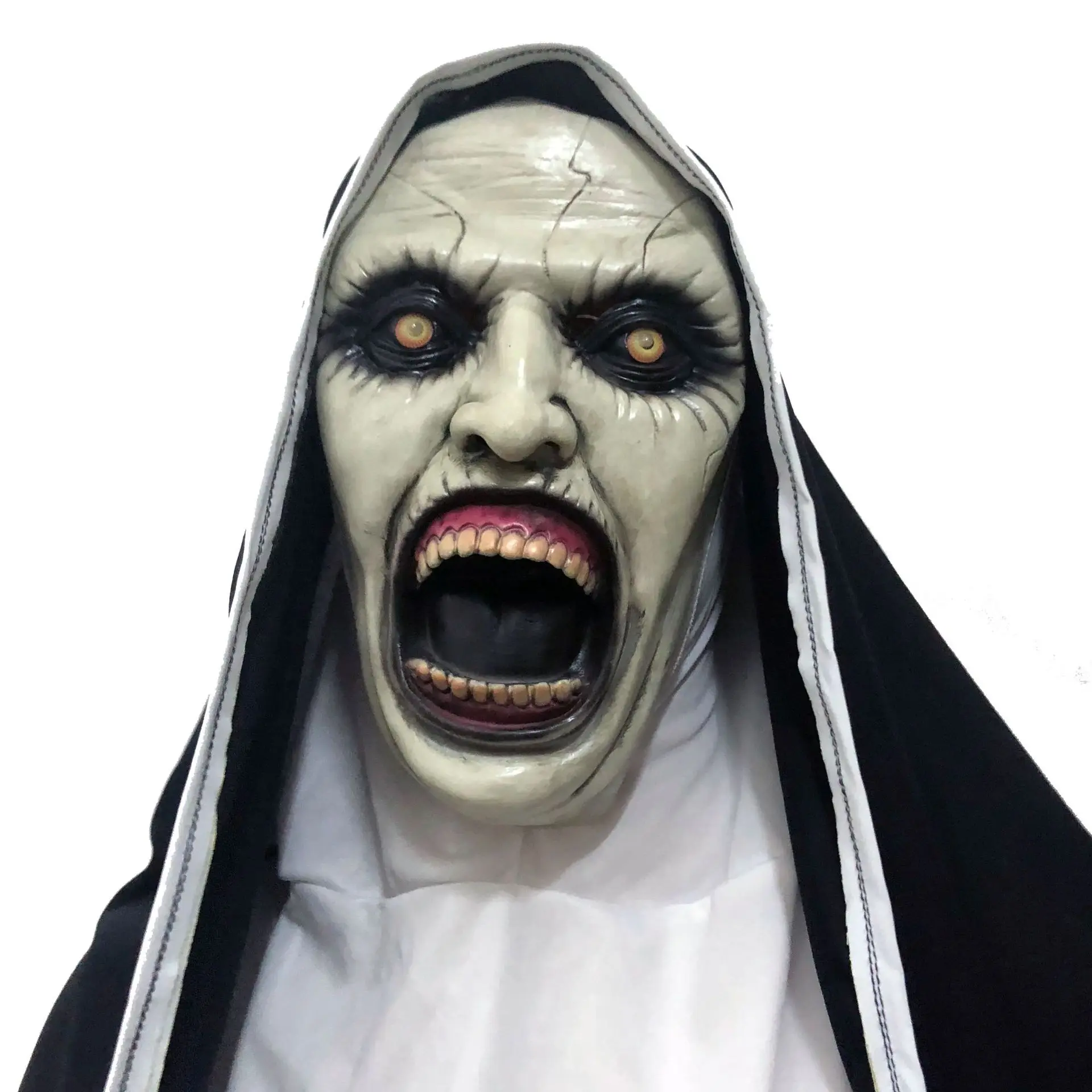 

The Nun Scary Latex Full Head Mask with Headscarf, Halloween Costume Mask, The Nun Dressup