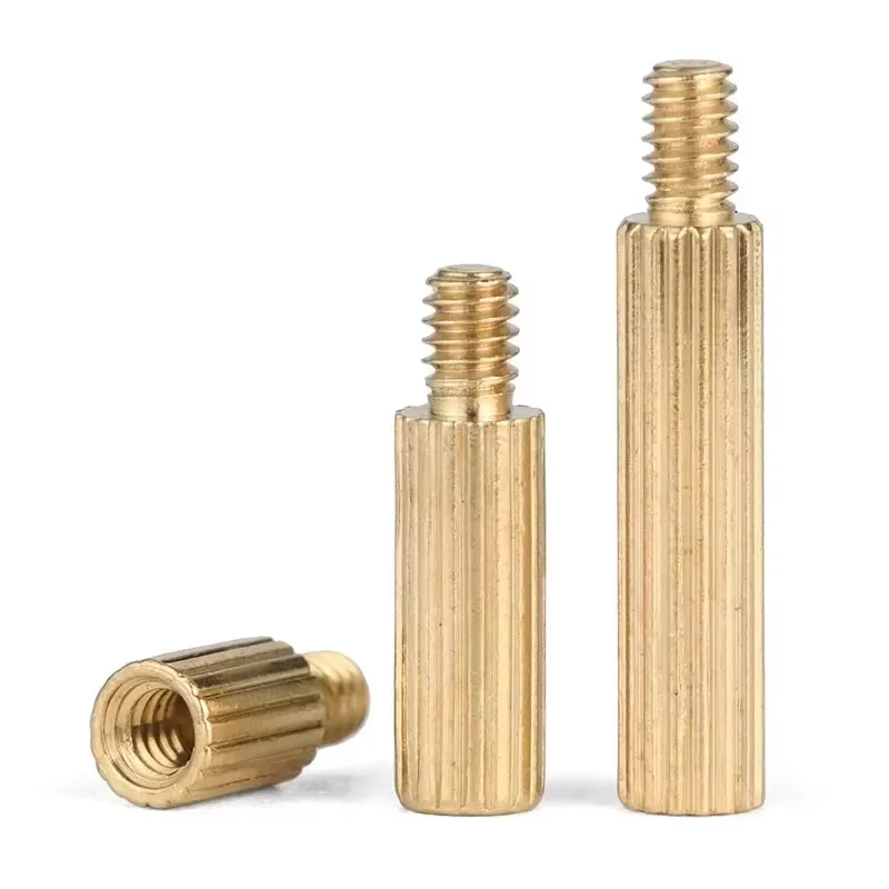 

M2*L+3mm Brass Round knurl Male Female Standoff Stud Board Threaded Pillar Hollow Bolt Screw Nut For PCB Motherboard
