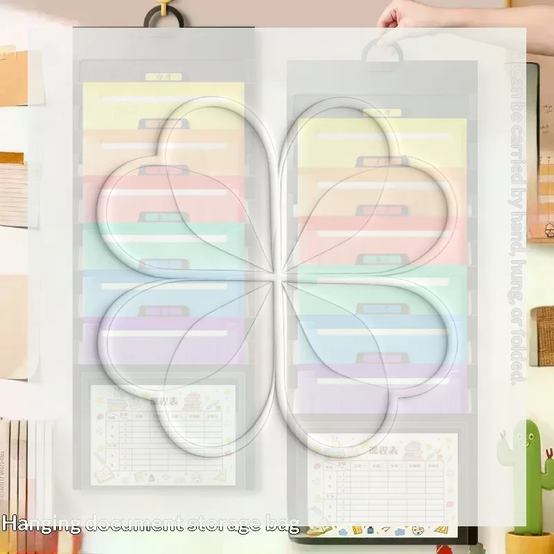 File Organizer Folder Hanging Long Size Bond Paper Wall-Mounted Rainbow Classification Large Capacity Office Folder