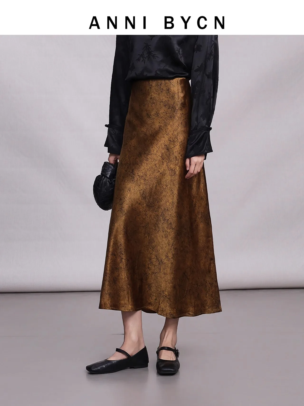 Annibycn New Chinese Style Asymmetrical High Waist A-Line Skirt Women's Autumn Vintage Temperament Bodycon Fish Tail Skirt