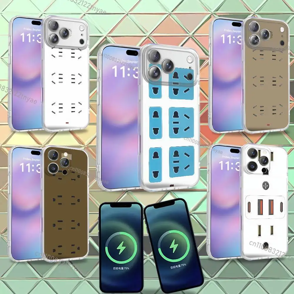 

Creative and fun power strip Phone Case For iPhone 16,14,11,17,13,15,12Air,Plus,Pro,Max,E,Mini Frosted for Magnetic Wireless TPU