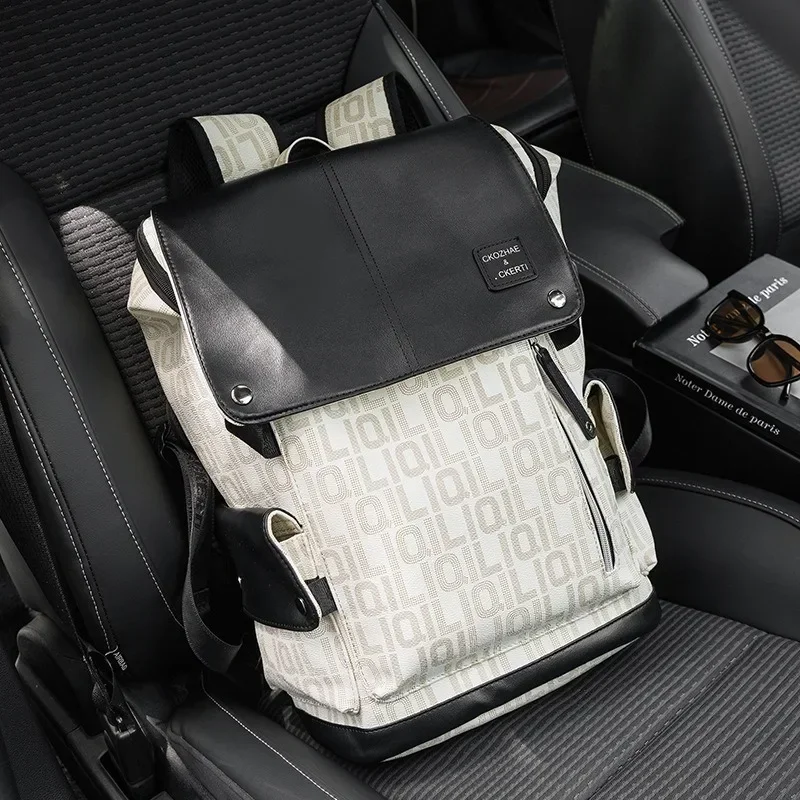Fashion Letter Print Men's Backpack with USB Interface Backpacks Men Large Capacity 14 Inch Laptop Bag Outdoor Travel Backpack