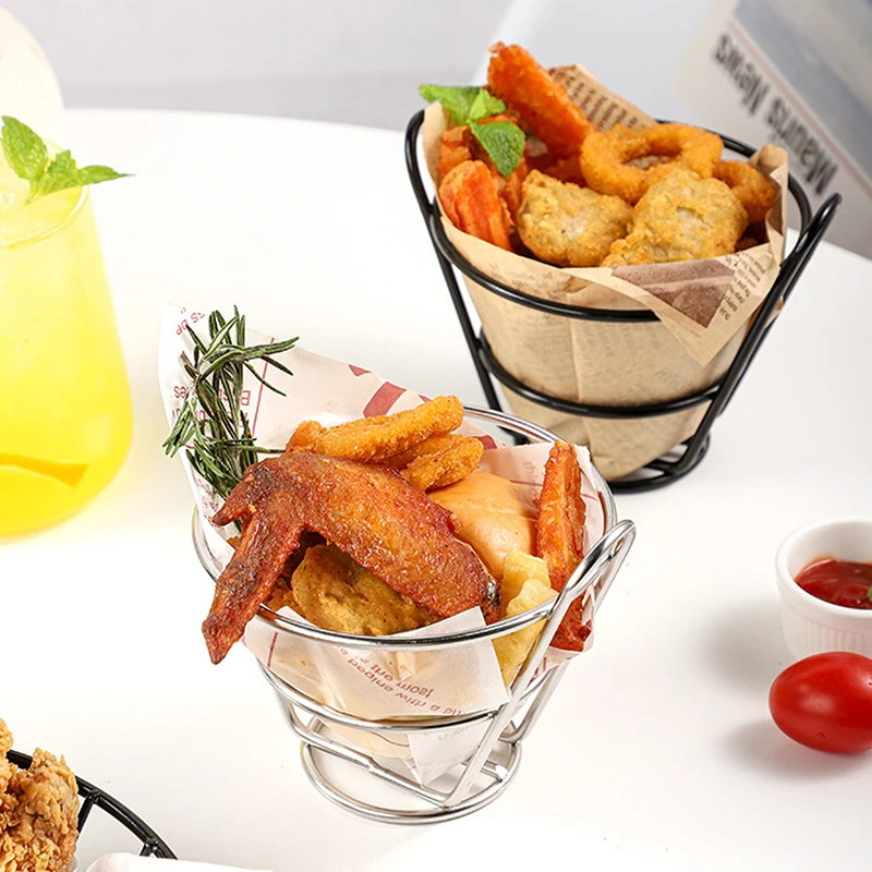 【French Fries Basket Snack Bucket Fried Chicken Chip Storage Basket Food Frying Basket Oil Strainer Tableware Container】