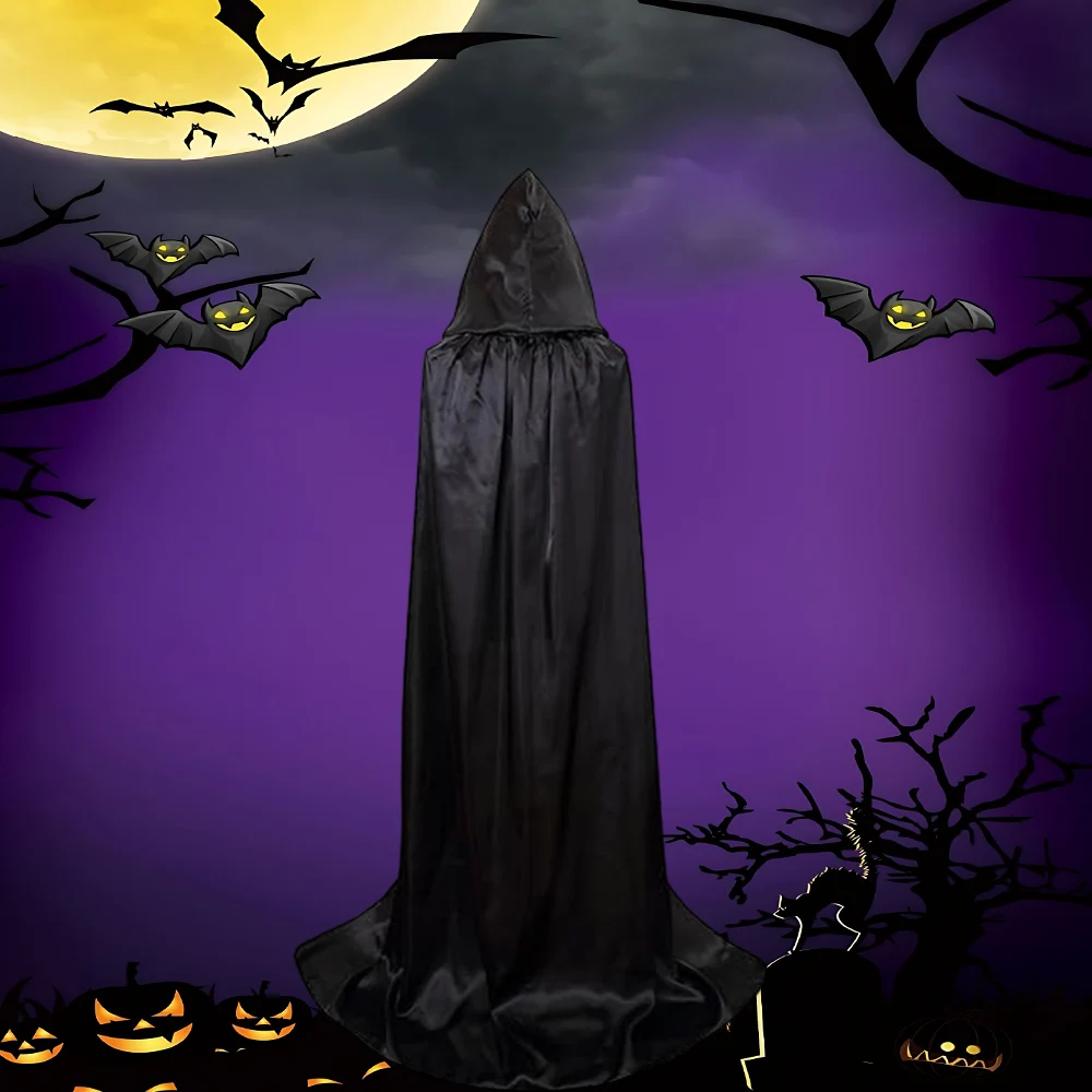 1 ピース/2 ピースハロウィンフード付きマントケープ、ハロウィンマントフード付き女性魔女衣装吸血鬼マントウィザードローブ男性コスプレ Costu