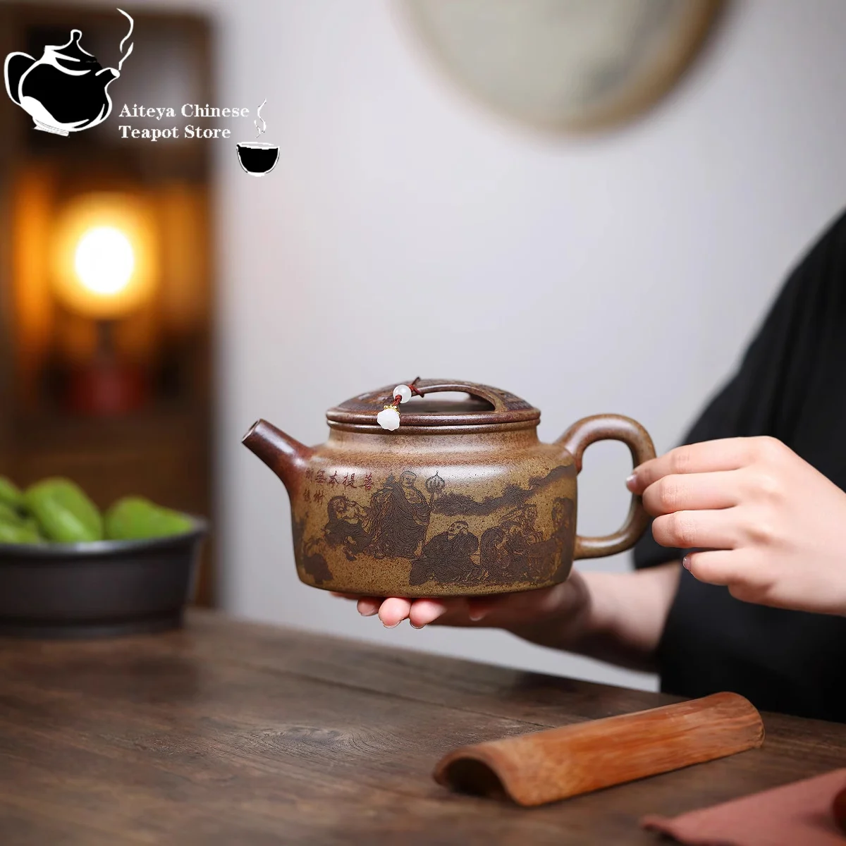 Yixing purple clay teapot raw ore, high temperature, cloud and mist, agarwood, mud cow, gaide bell, tea set, Chinese teapot