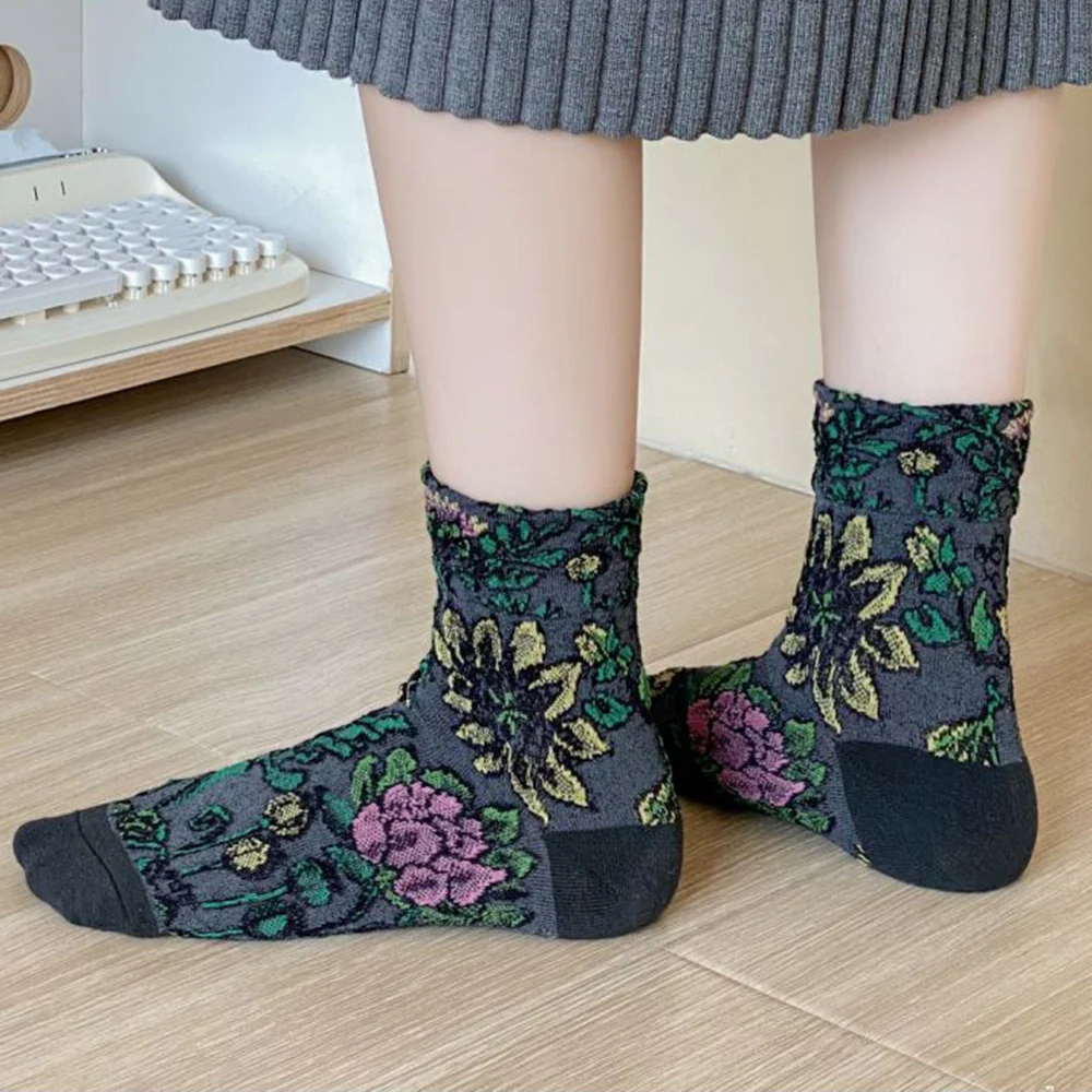 3 Pair/Lot Cute Harajuku Winter Socks Women Long Vintage Warm Kawaii Socks Cotton Fashion Korean Style Print Products For 2023