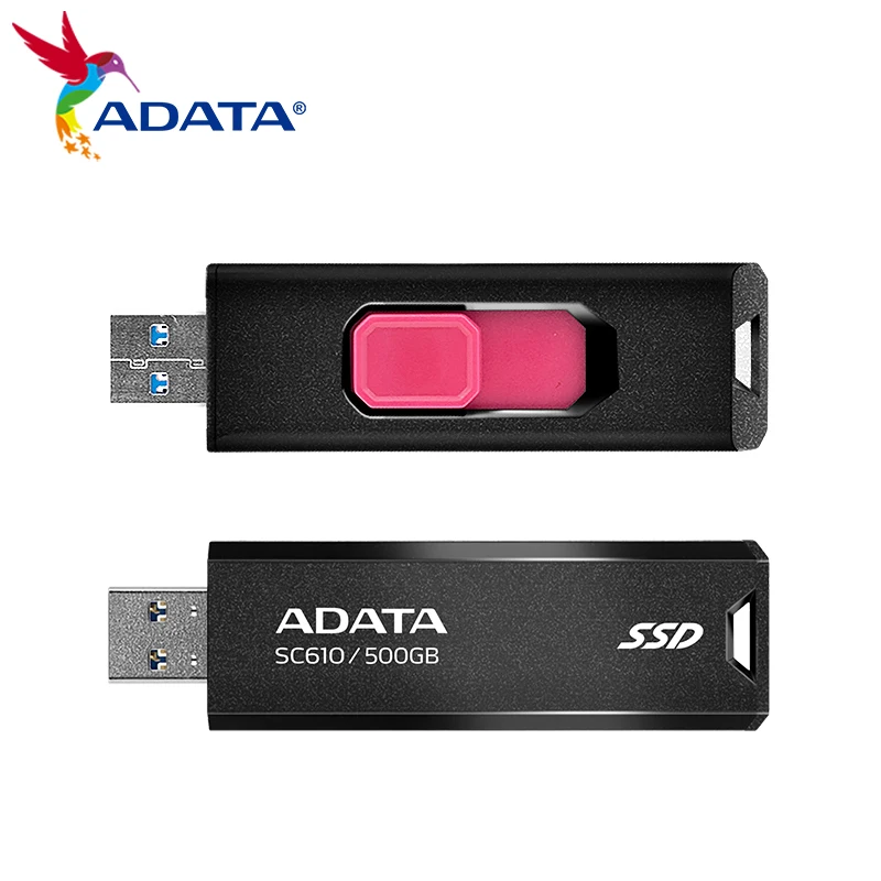 ADATA SC610 Внешний твердотельный жесткий диск 500 ГБ 1000 ГБ до 550 Мбит/с USB 3.2 Портативный твердотельный накопитель PSSD для компьютера