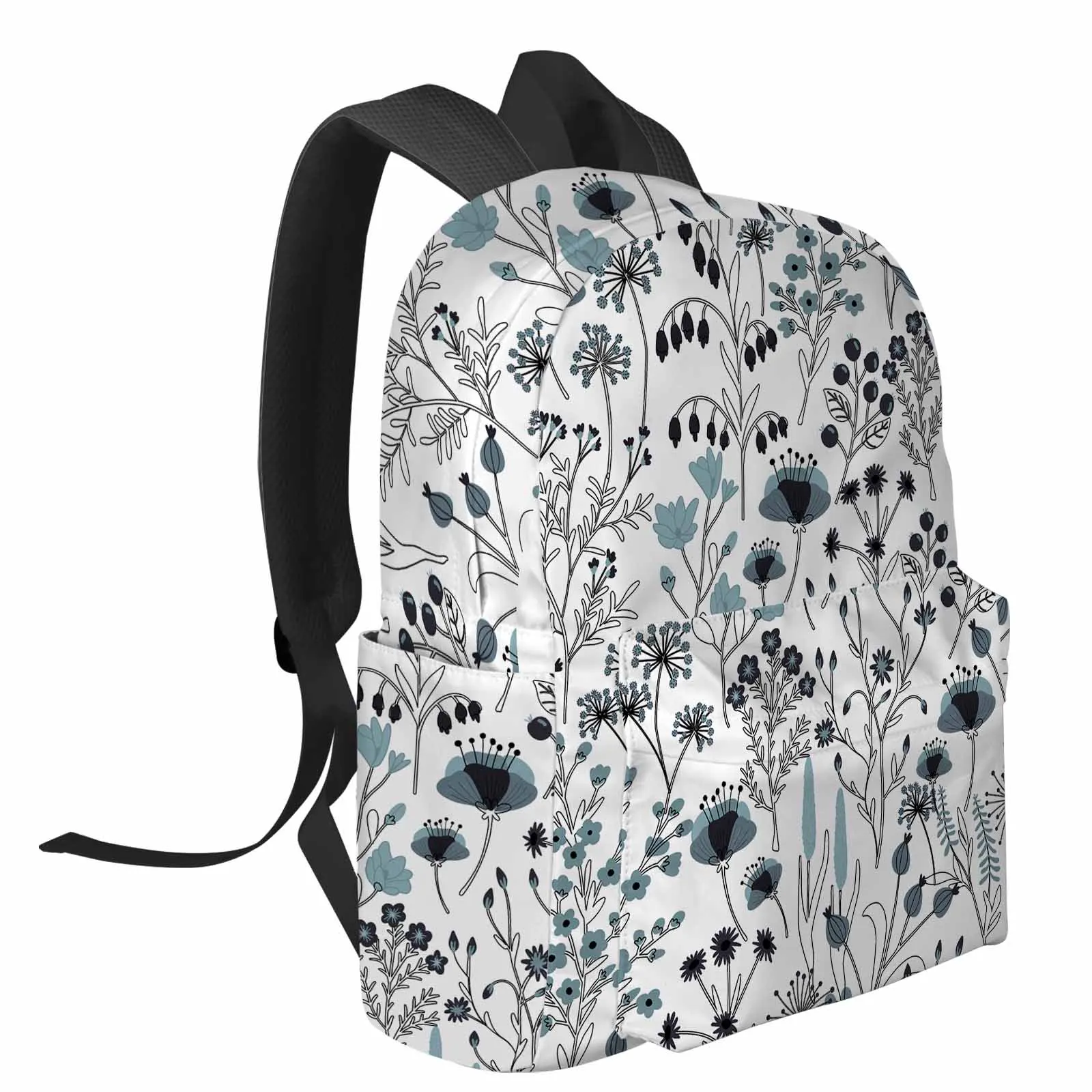 Flower And Leaf Lines Backpack School Bags for Teenagers Students Laptop Bag Women's Casual Travel Backpack