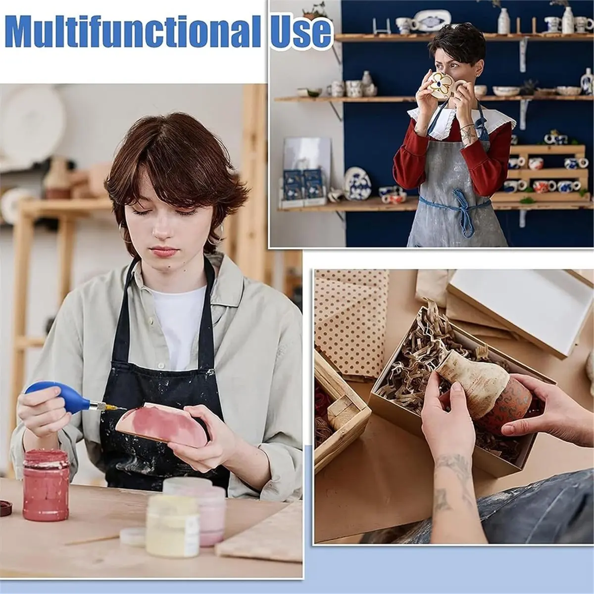DT35BG 108pcs Pottery Tools Supplies Ceramic Applicator,Ceramic Glaze Squeeze Bottle Tools for Pottery Art Decoration Kit