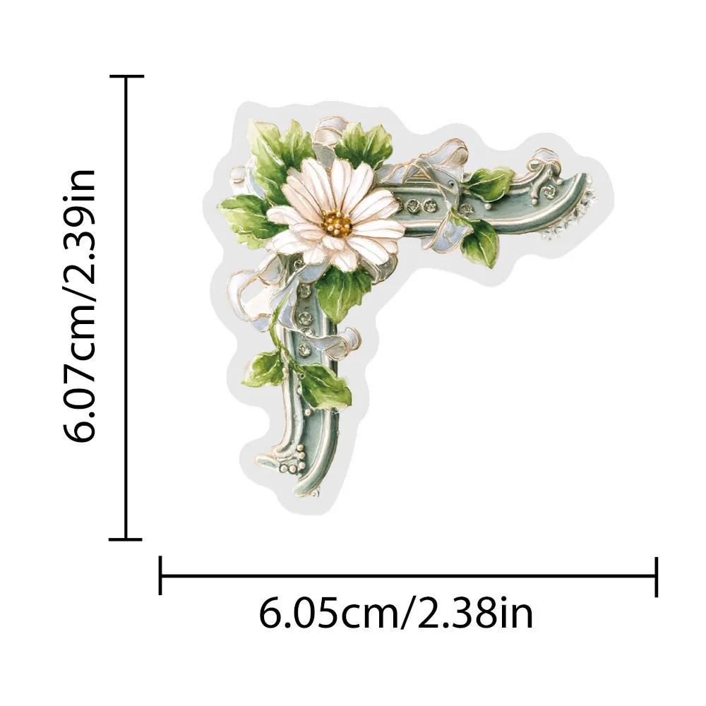 50 stücke Retro Blume Rahmen PET Aufkleber Aufkleber Für Telefon Laptop Notebook Kühlschrank Gitarre DIY Ästhetische Transparente Aufkleber – Detail 16