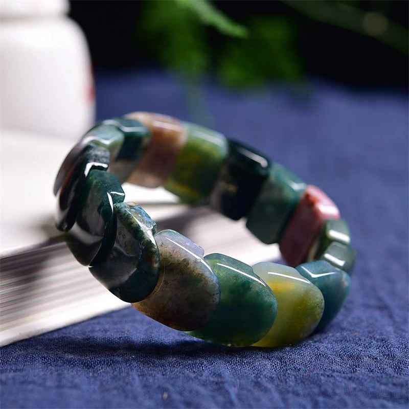 Natural Lndia Agate Bangle Reiki Healing Fengshui Stone Fashion Jewelry For Women Holiday Gift 1PCS 20X21MM