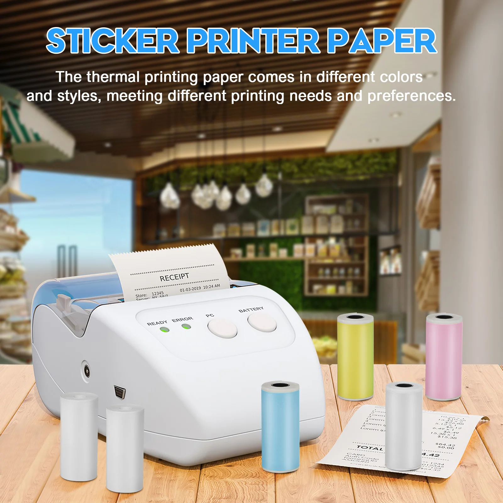 16 Rolls Thermal Printer Paper Mini Sticker Label Paper Roll Convenient Replacement Wide Compatibility for Thermal and Inkjet