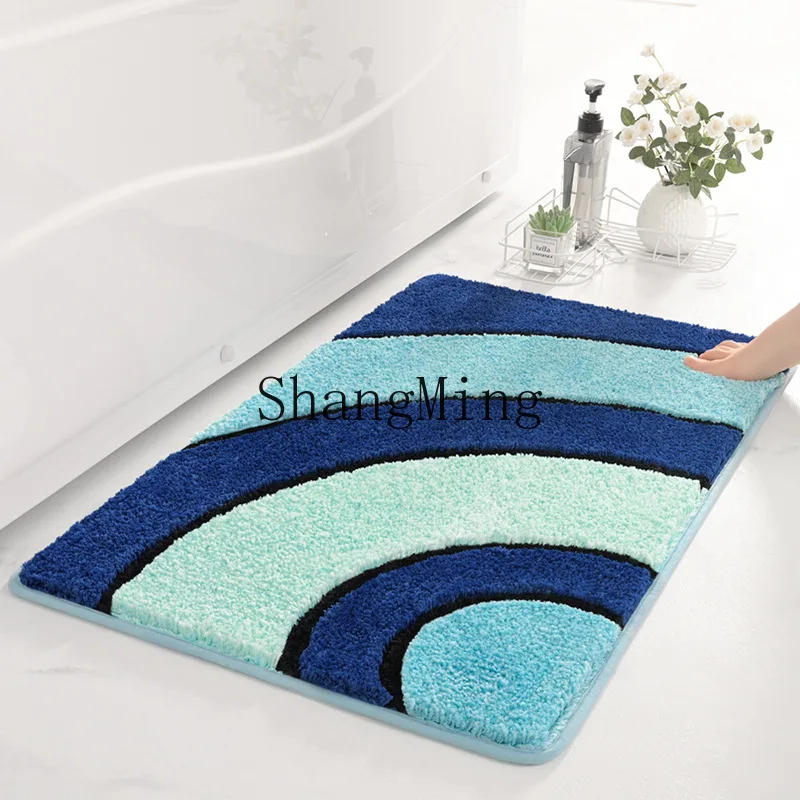 DSA flocking thickened rainbow door floor mat bathroom non-slip toilet door dirt-resistant porch floor mat wholesale