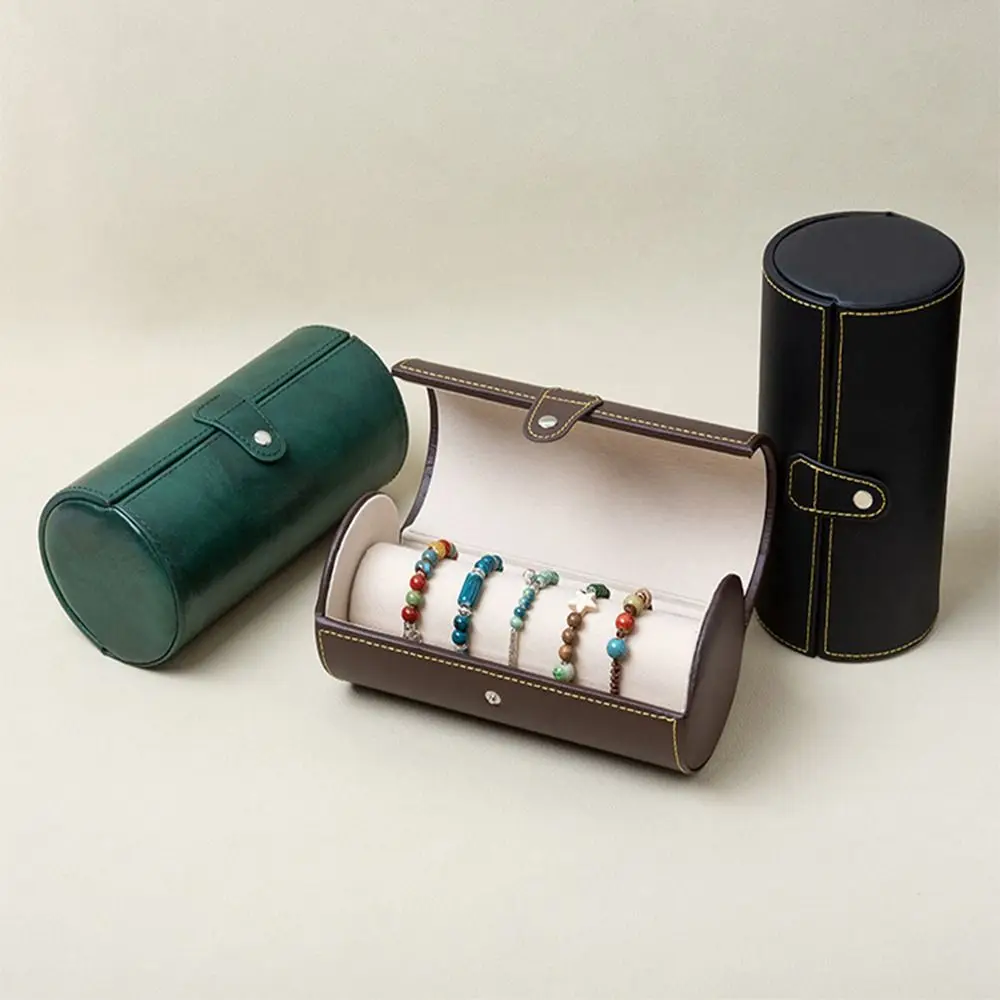 

Portable Watch Roll Travel Case Cylindrical Vintage Watch Display Box Thickened PU Leather Wristwatch Holder Jewelry Accessories