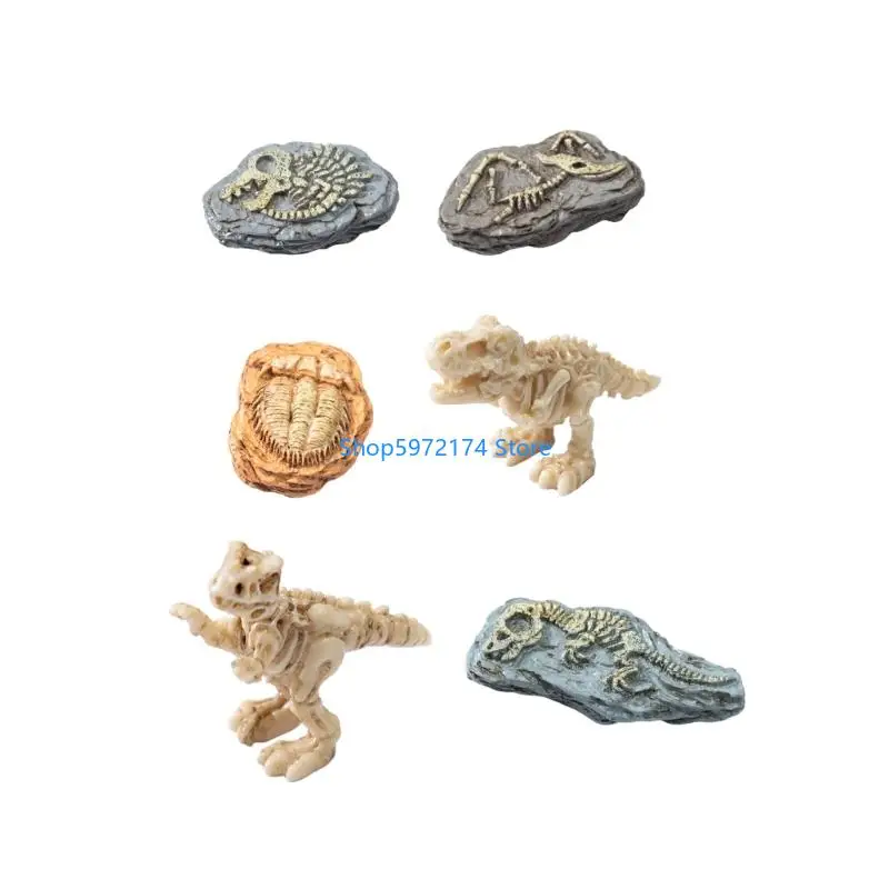 Y3NB Miniature Dinosaur Fossils Statue Landscape Ornament Educational Toy Figure