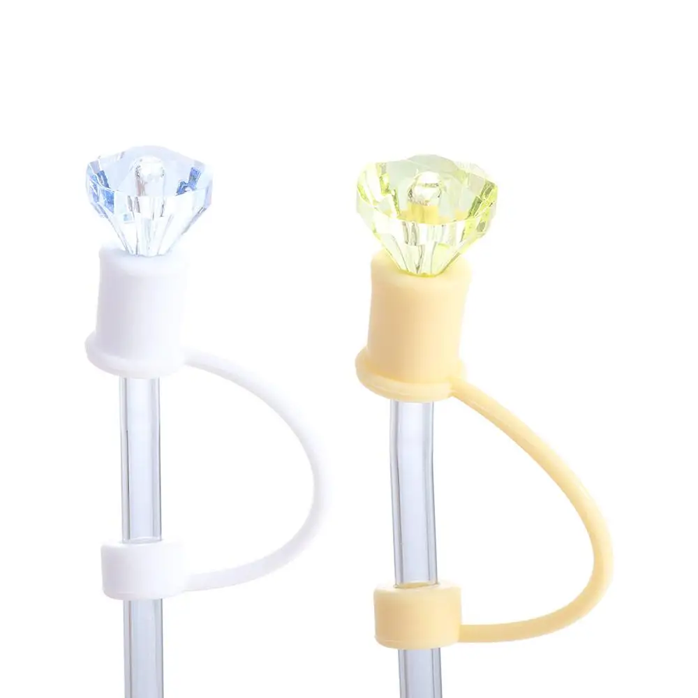 

Kitchen Tool 10mm Straw Tip Covers Silicone Reusable Drinking Straws Plug Diamond Shape Cute Drinking Dust Cap Home