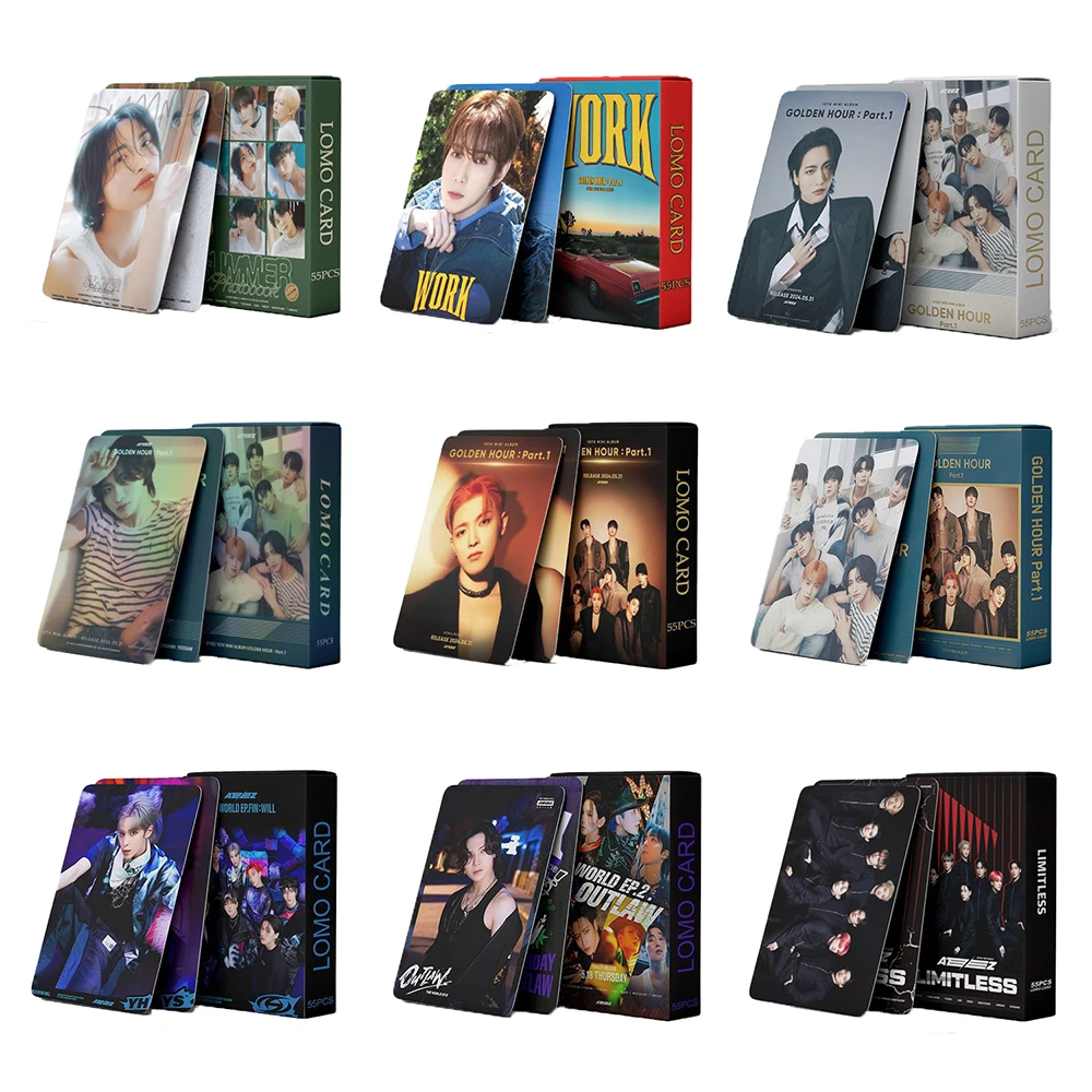 50/55Pcs KPOP ATEEZ GOLDEN HOUR Album Selfie Photocards List Jongho Mingi Yunho LMITLESS OUTLAW FINWILL Ver Lomo Cards Fans Gift