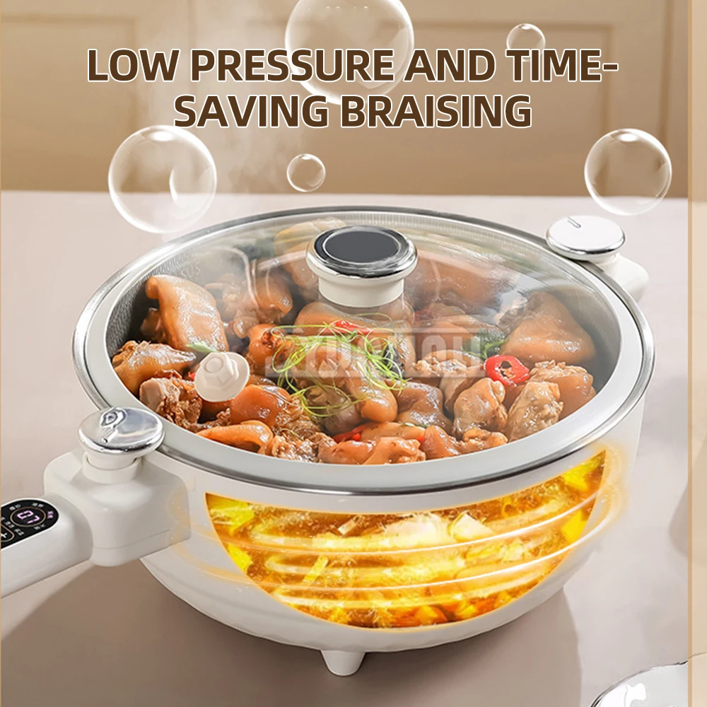 Multifunctional Intelligent All-in-one Electric Stir-fry 6L Non-Stick Frying Pan Food Steamer