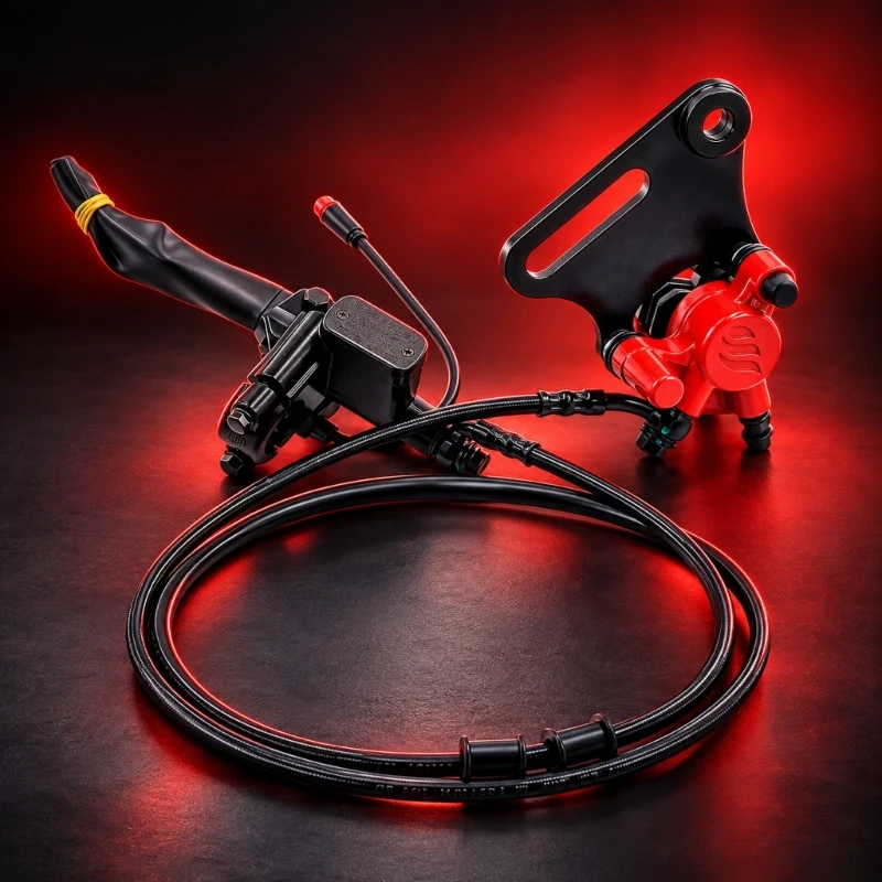 Integrated Motorcycle Brake for IN10 with Control Cylinder, Hydraulic Hose, Metal Caliper and Electrical